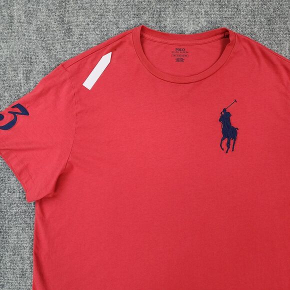 Polo Ralph Lauren Shirt Mens 1XB Red Blue Big Pony #3 Short Sleeve Casual Tee - Picture 12 of 16